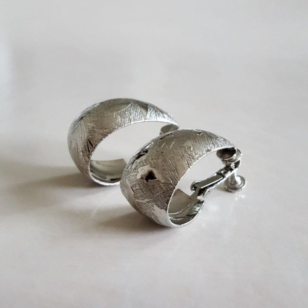 Vintage Engraved Half Hoop Earrings